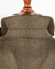 Caruso Fedora Jacket Italian Herringbone Tweed Oliva