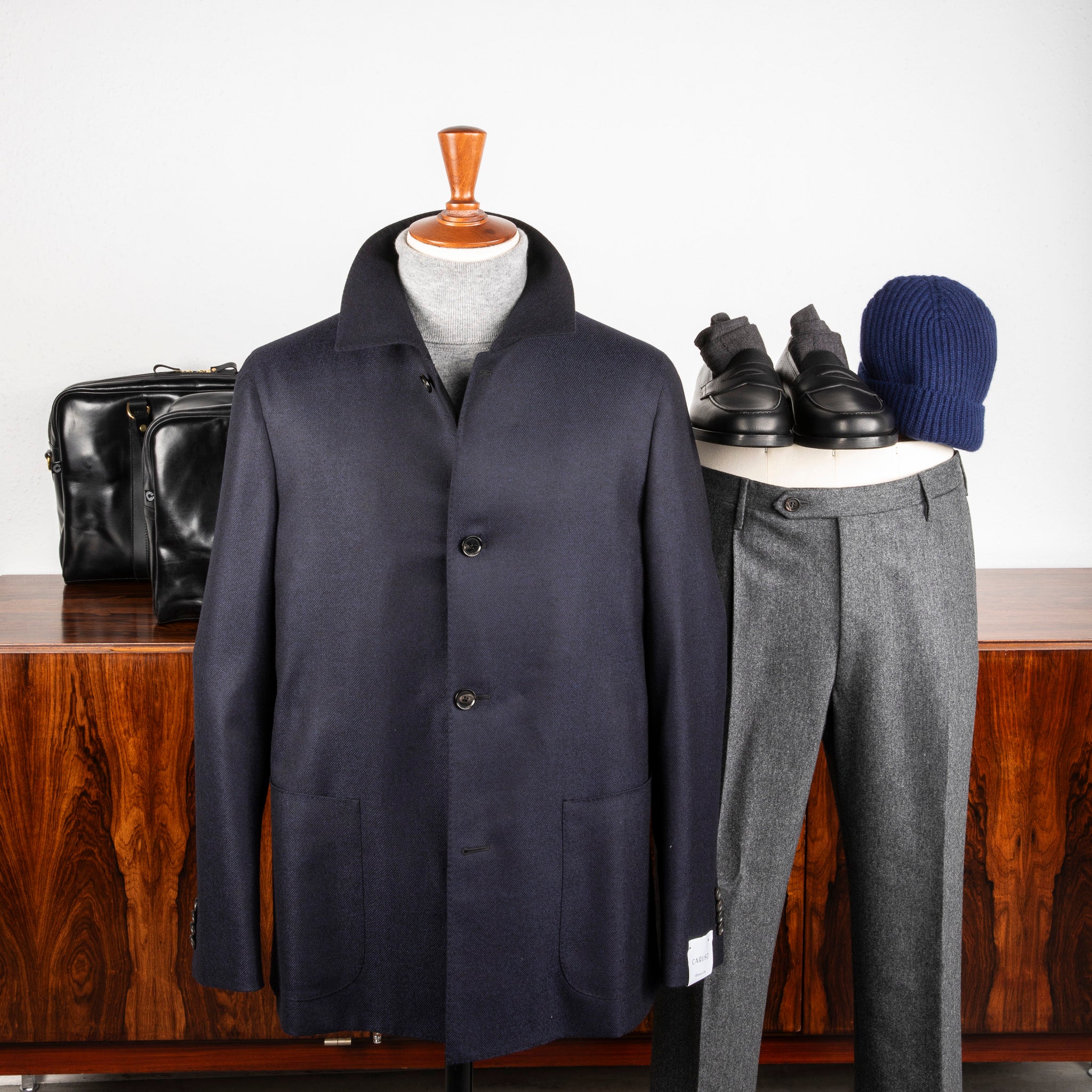 Caruso Fedora Jacket Wool Cashmere Twill Blu Notte – Frans Boone Store