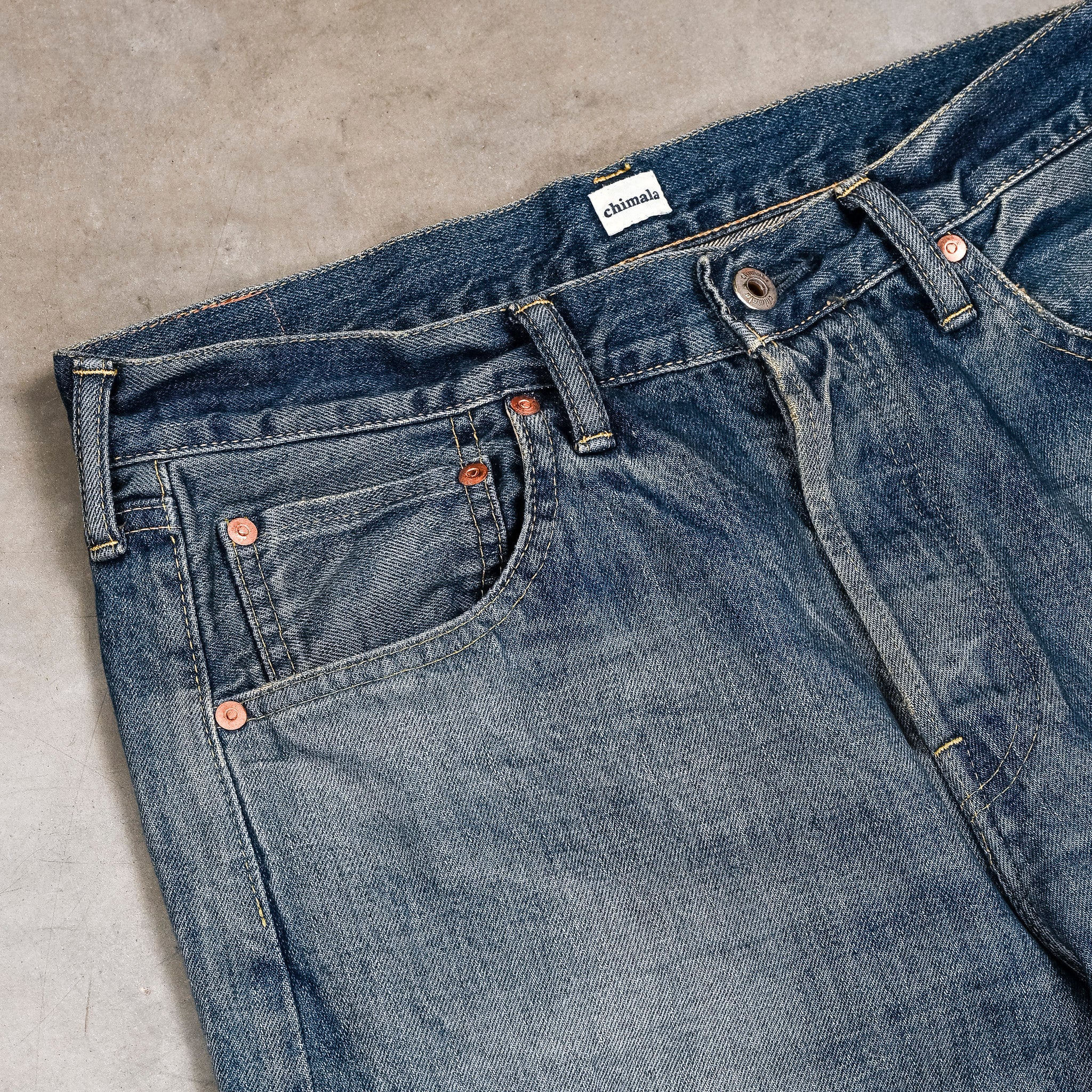 W ジゼル Chimala 13.5 Oz Denim Straight Cut Dark Engineer Wash – Frans