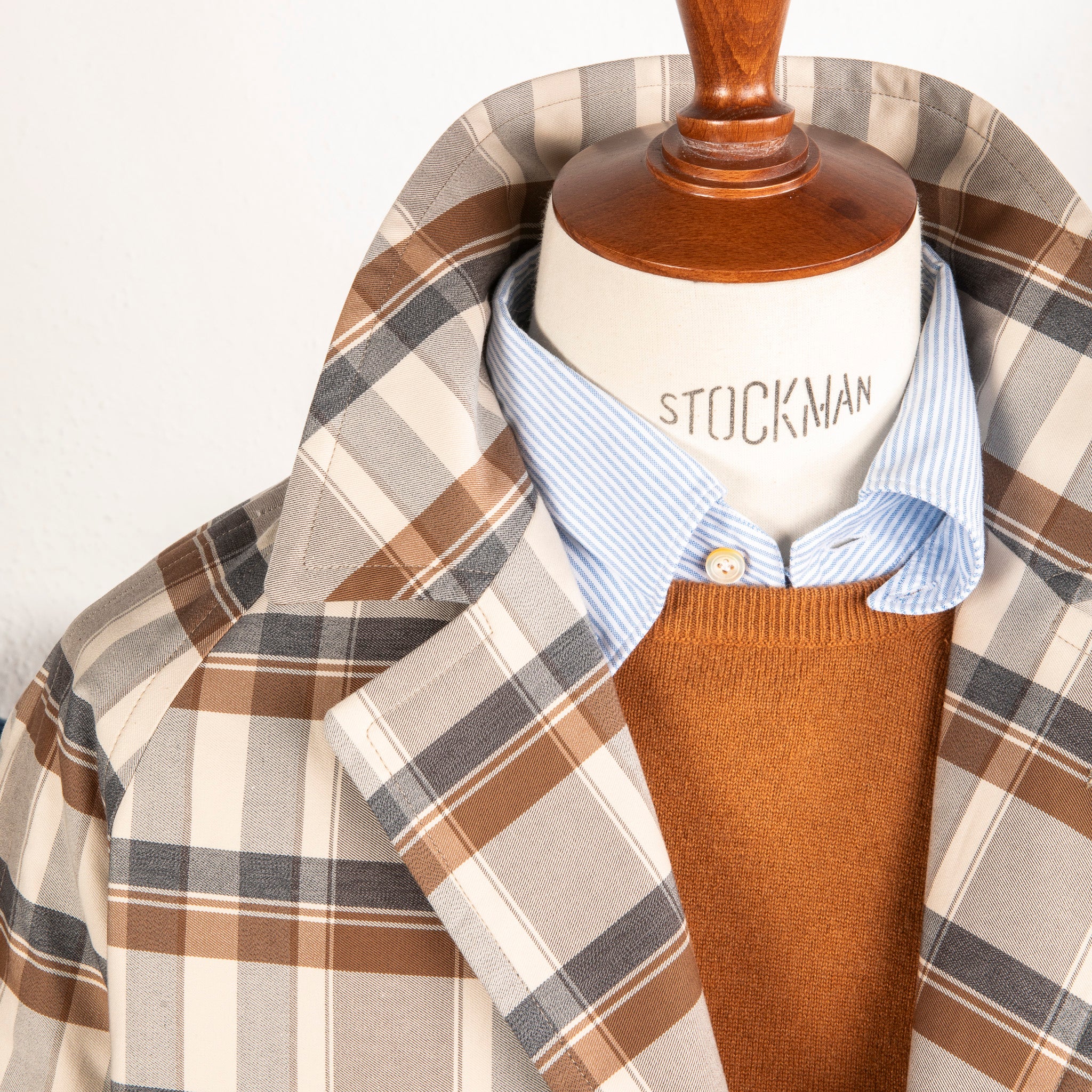 ジャケット・アウター Ceherence Corb-II Brown check sizeM Cohérence Corb II Coat Gabardine Beige Check – Frans Boone Store