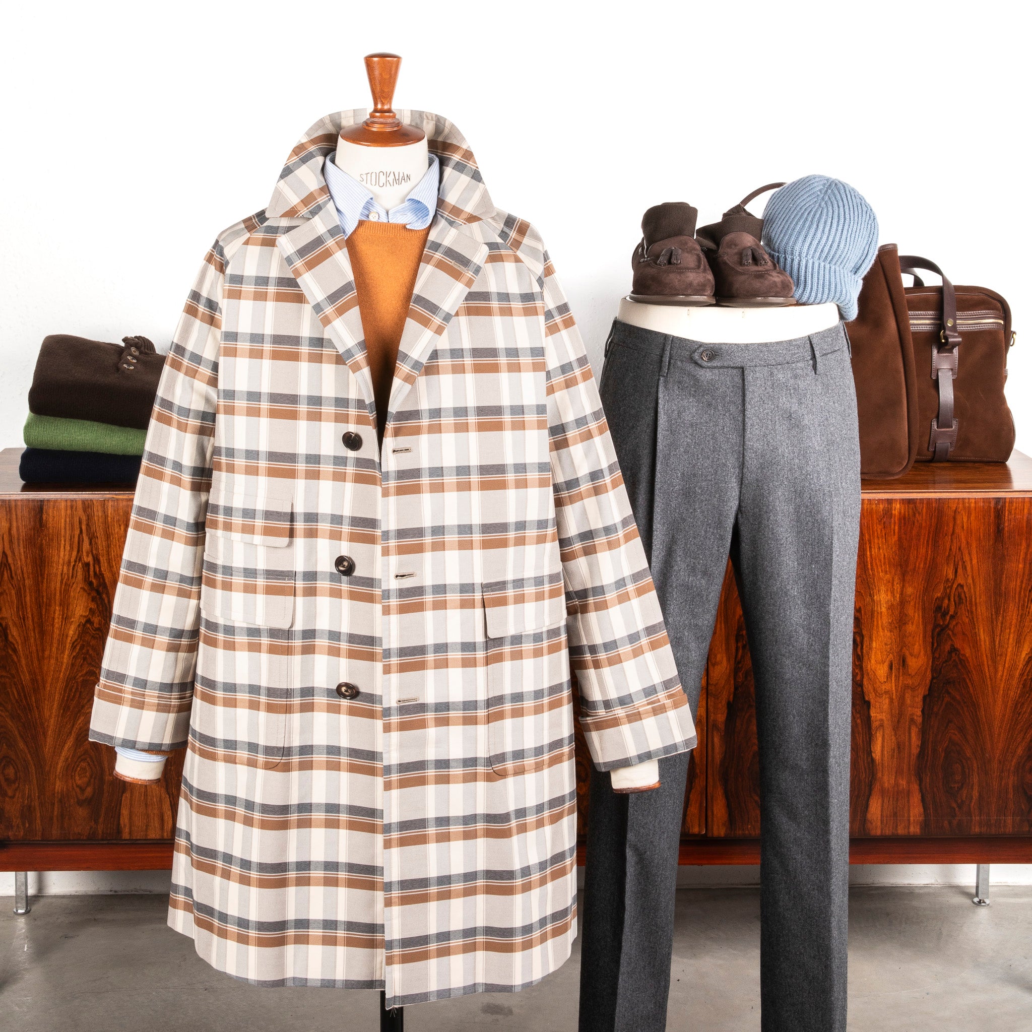 Cohérence Corb II Coat Gabardine Beige Check – Frans Boone Store