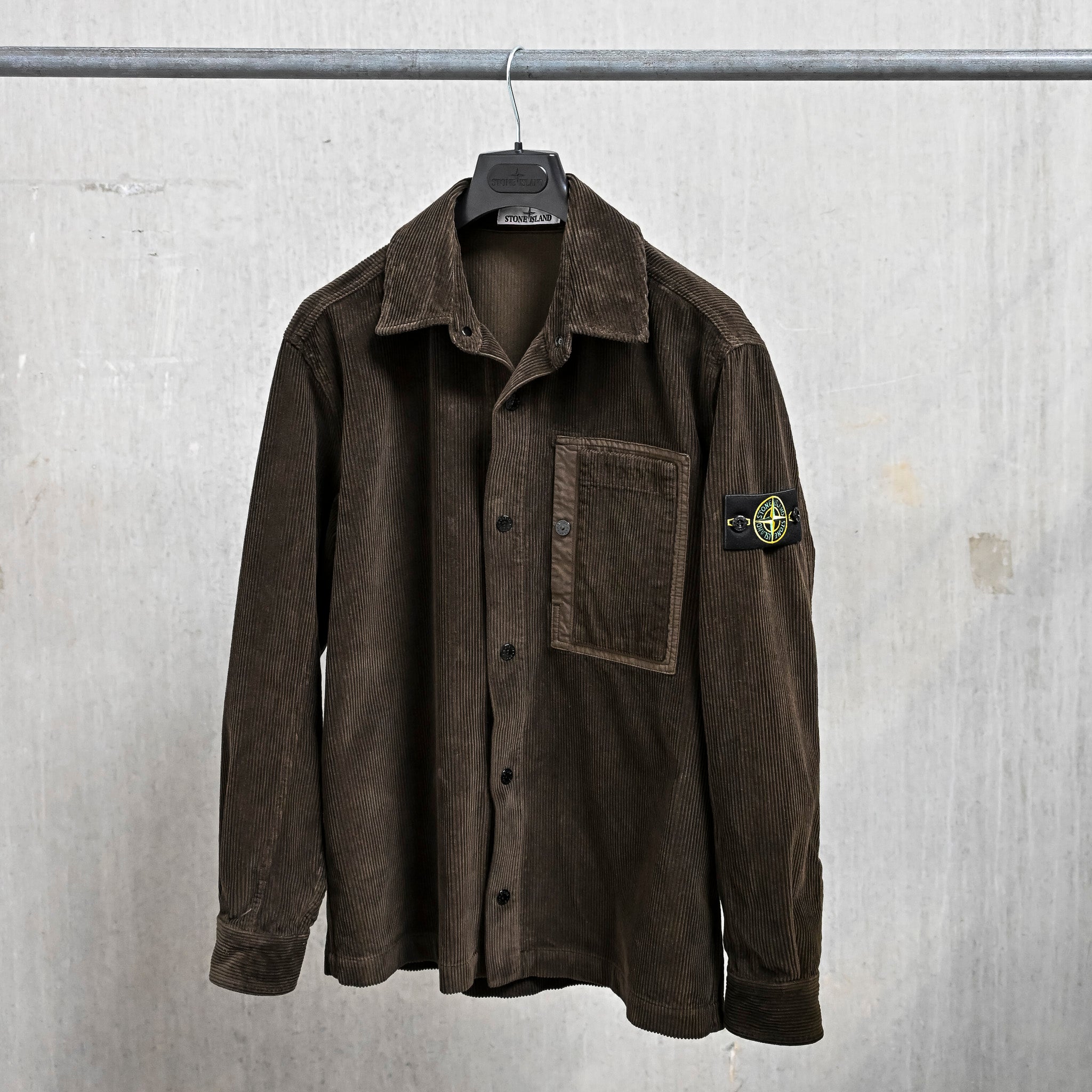 Stone Island Organic Cotton Corduroy 800 Overshirt Coal Grey