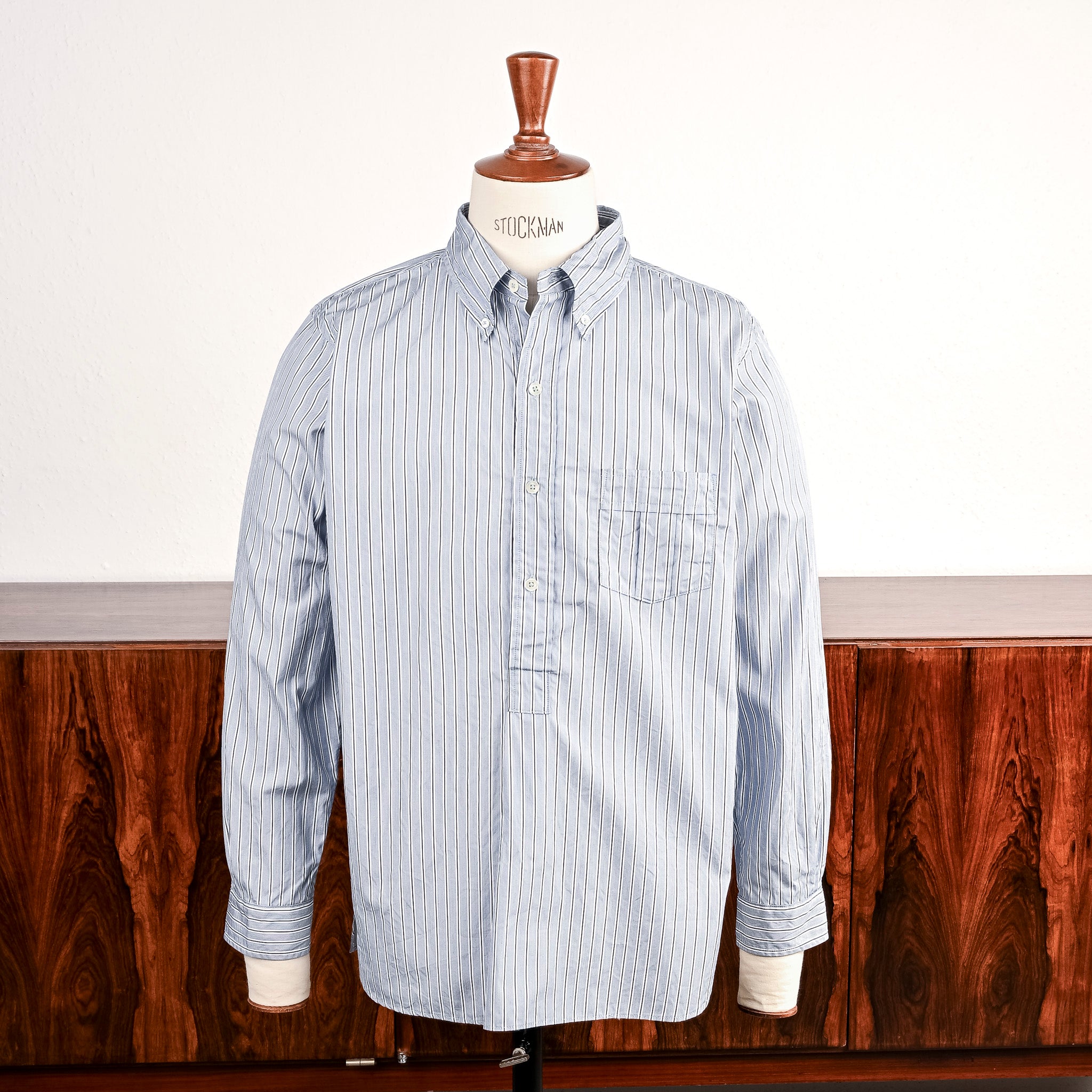 The Corona Utility W.C.W Pullover Shirt Stripe Blue Charcoal
