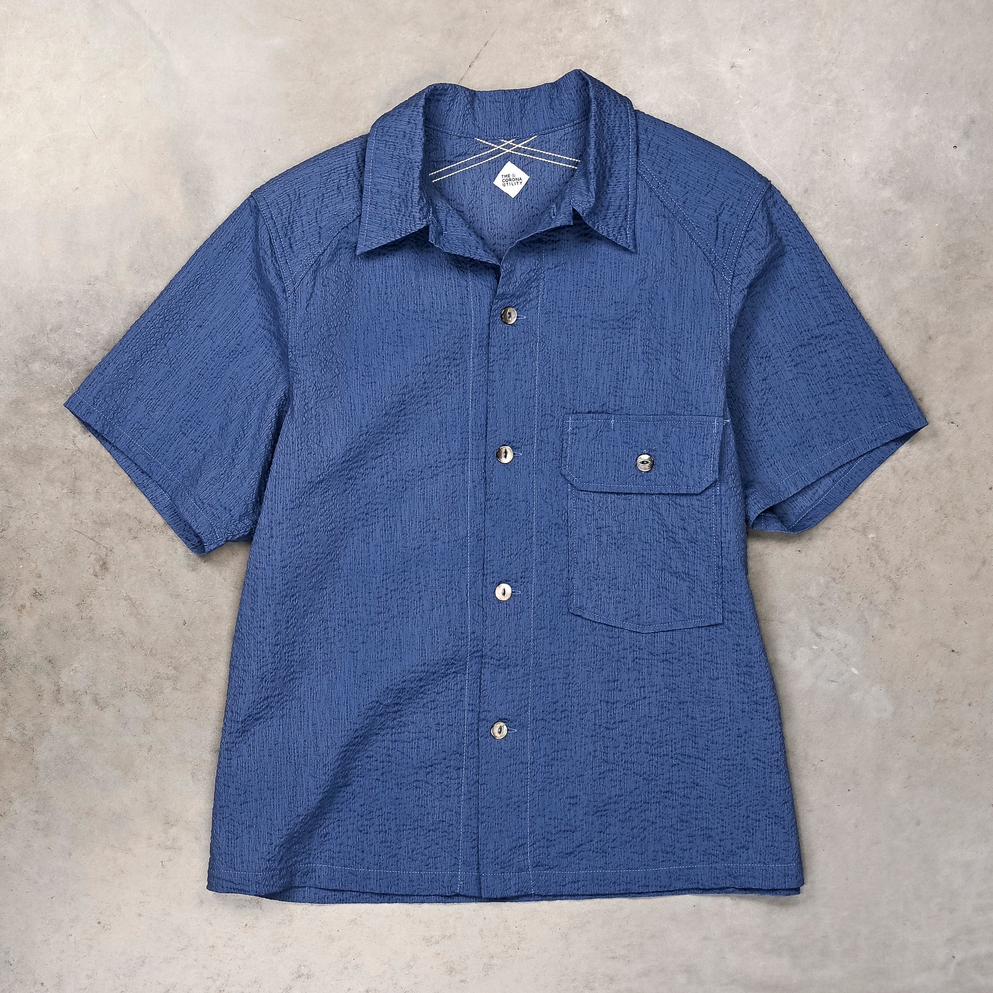 The Corona Utility Field Shirt S/S Seersucker Blue – Frans Boone Store