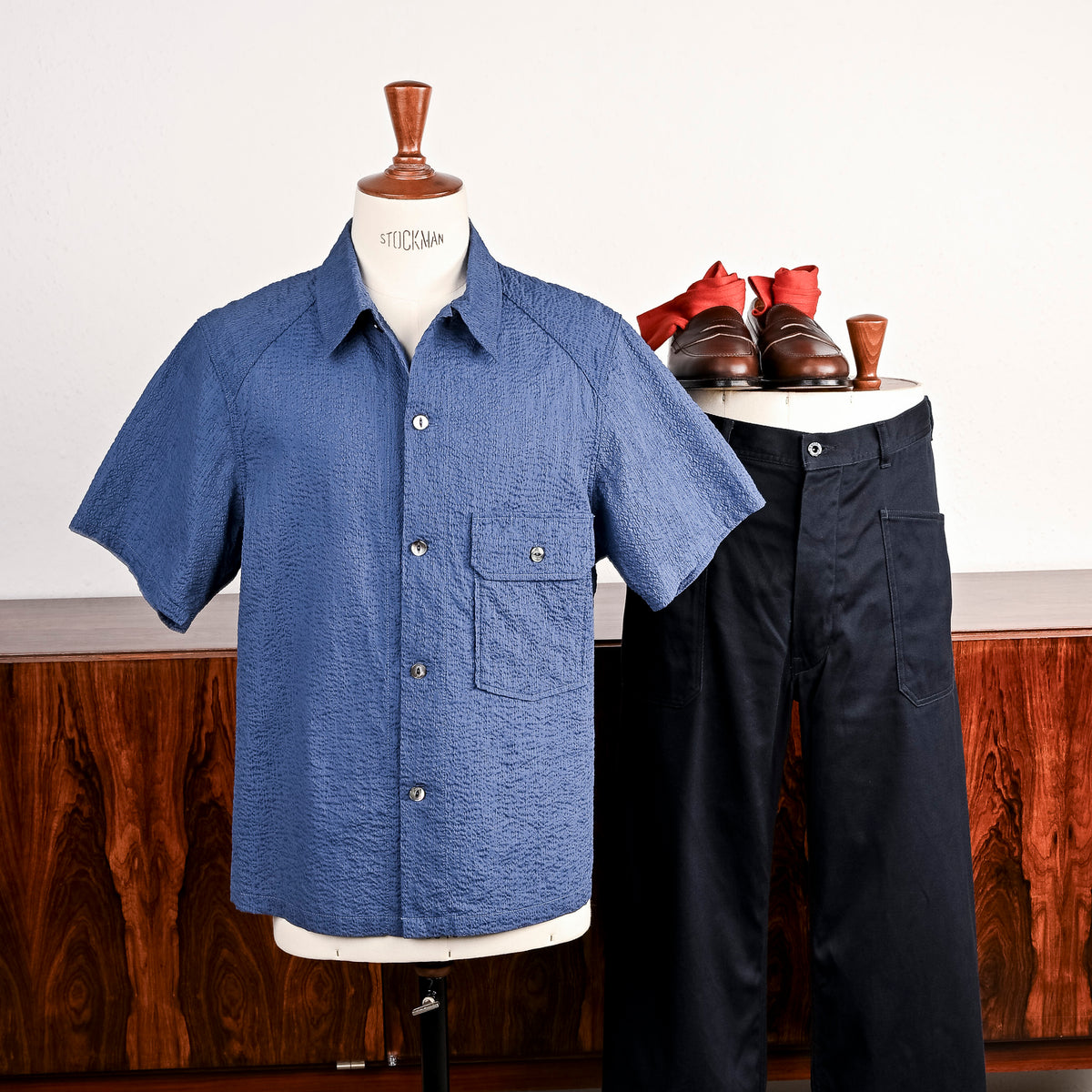 The Corona Utility Field Shirt S/S Seersucker Blue – Frans Boone Store