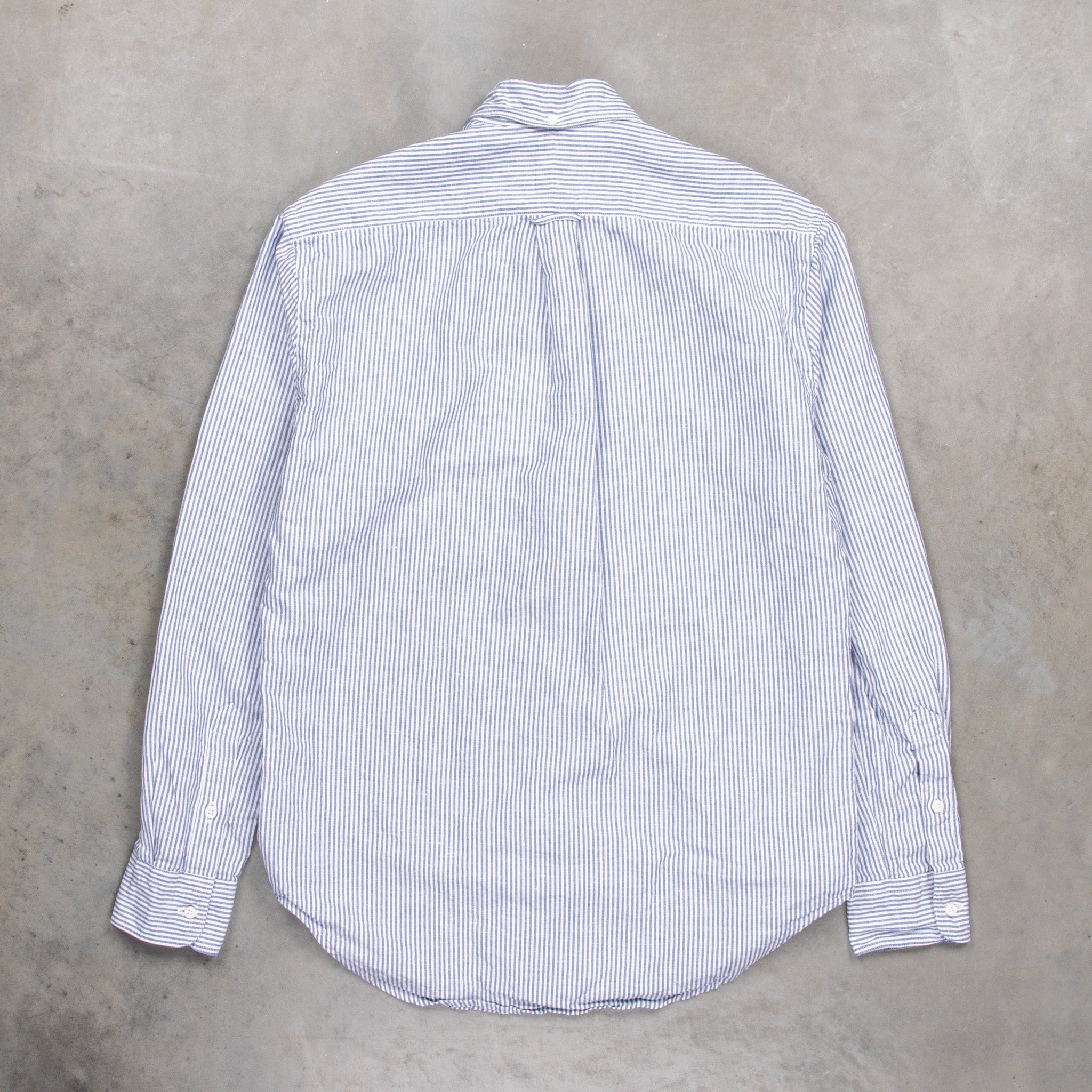 Gitman Vintage Shirt Cotton Linen Oxford Stripe Navy