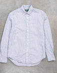 Gitman Vintage Shirt Cotton Linen Oxford Stripe Navy