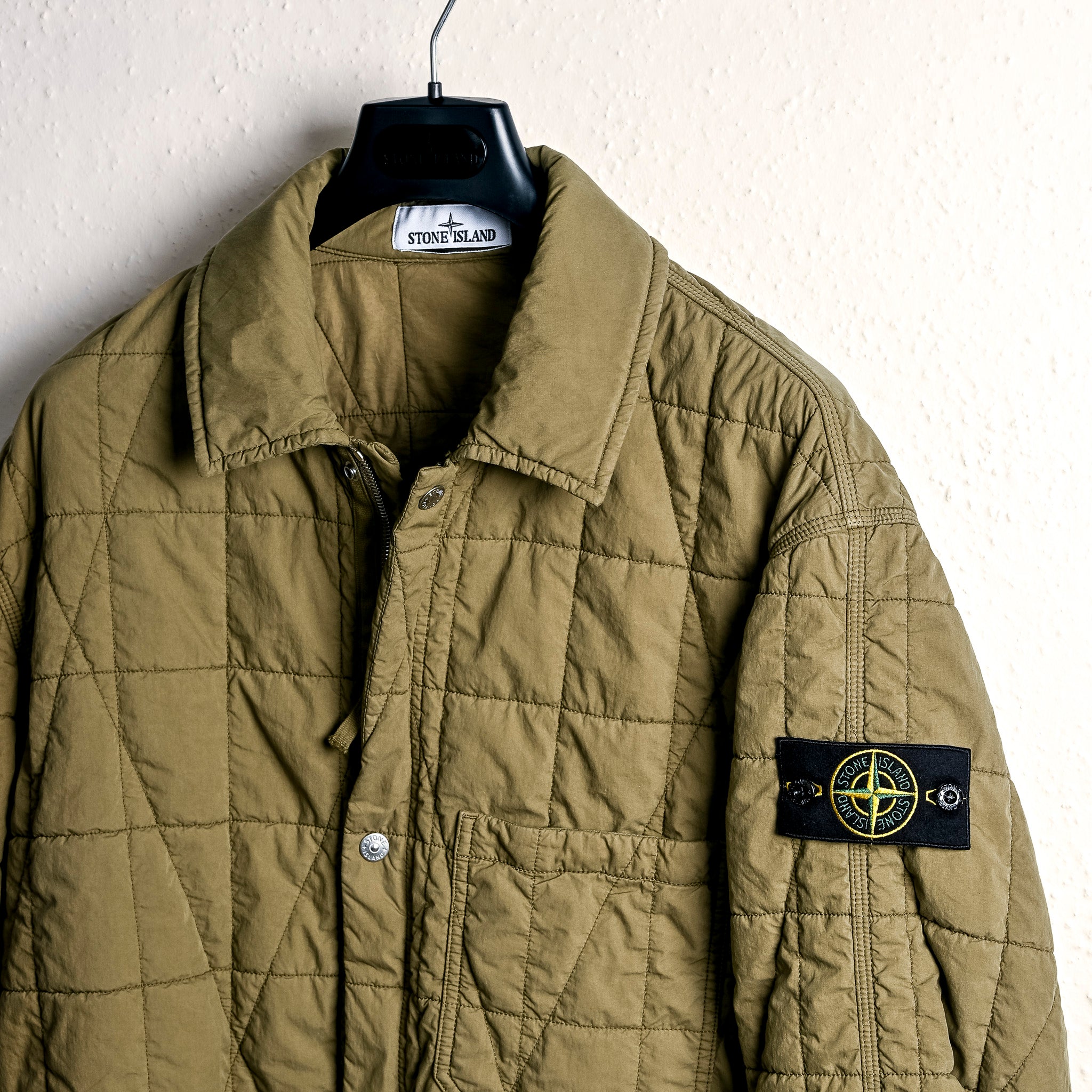 Stone Island Cotton Nylon Tela Quilted TC Jacket Militairy Green 
