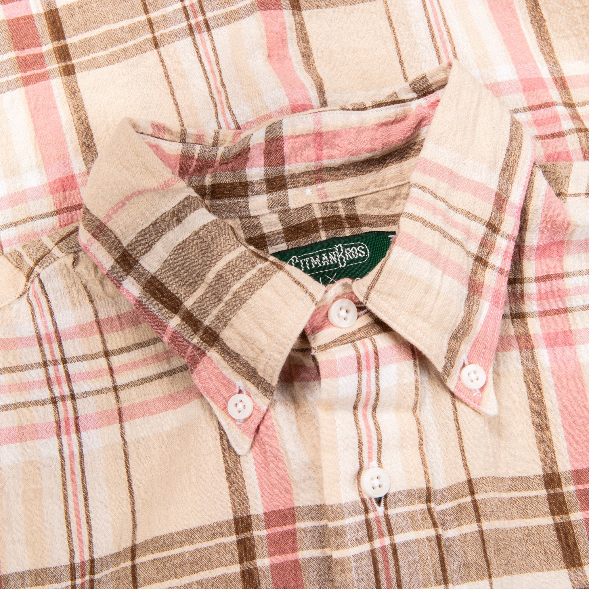 Gitman Vintage x Frans Boone Cotton Linen Crepe Check Dusty Pink