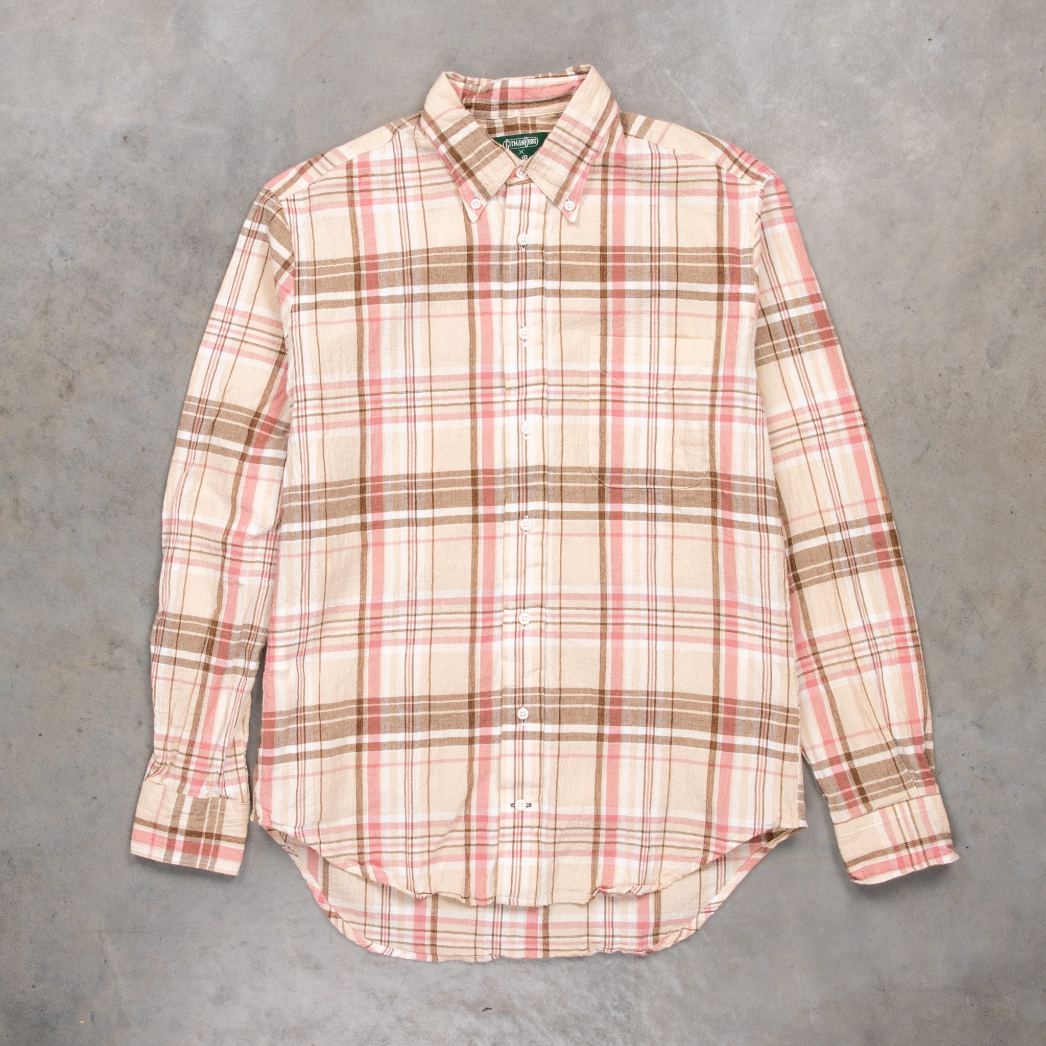 Gitman Vintage x Frans Boone Cotton Linen Crepe Check Dusty Pink