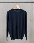 Drumohr Luxury 30G Cashmere Crew Neck Blu Notte