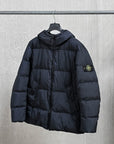 Stone Island Crinkle Reps NY Hooded Down Jacket Navy Blue