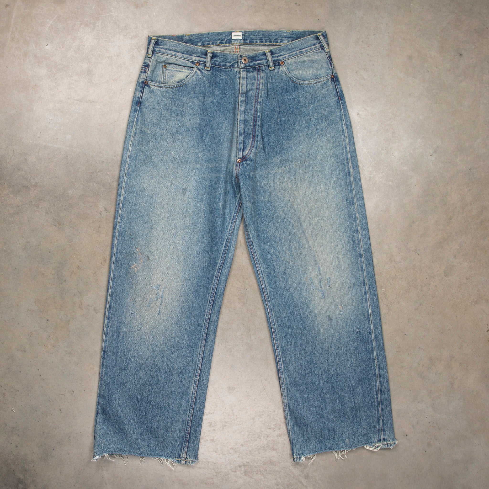 パンツ chimalaSELVEDGE ENIM DEEPRISE BAGGYCUT Chimala 13.5 Oz Denim Deep Rise Baggy Cut Light Vintage Wash