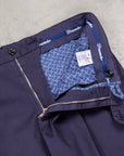 Drumohr Pantaloni Doppia Pence Cottone Blu Scuro