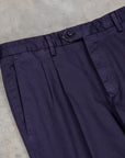 Drumohr Pantaloni Doppia Pence Cottone Blu Scuro