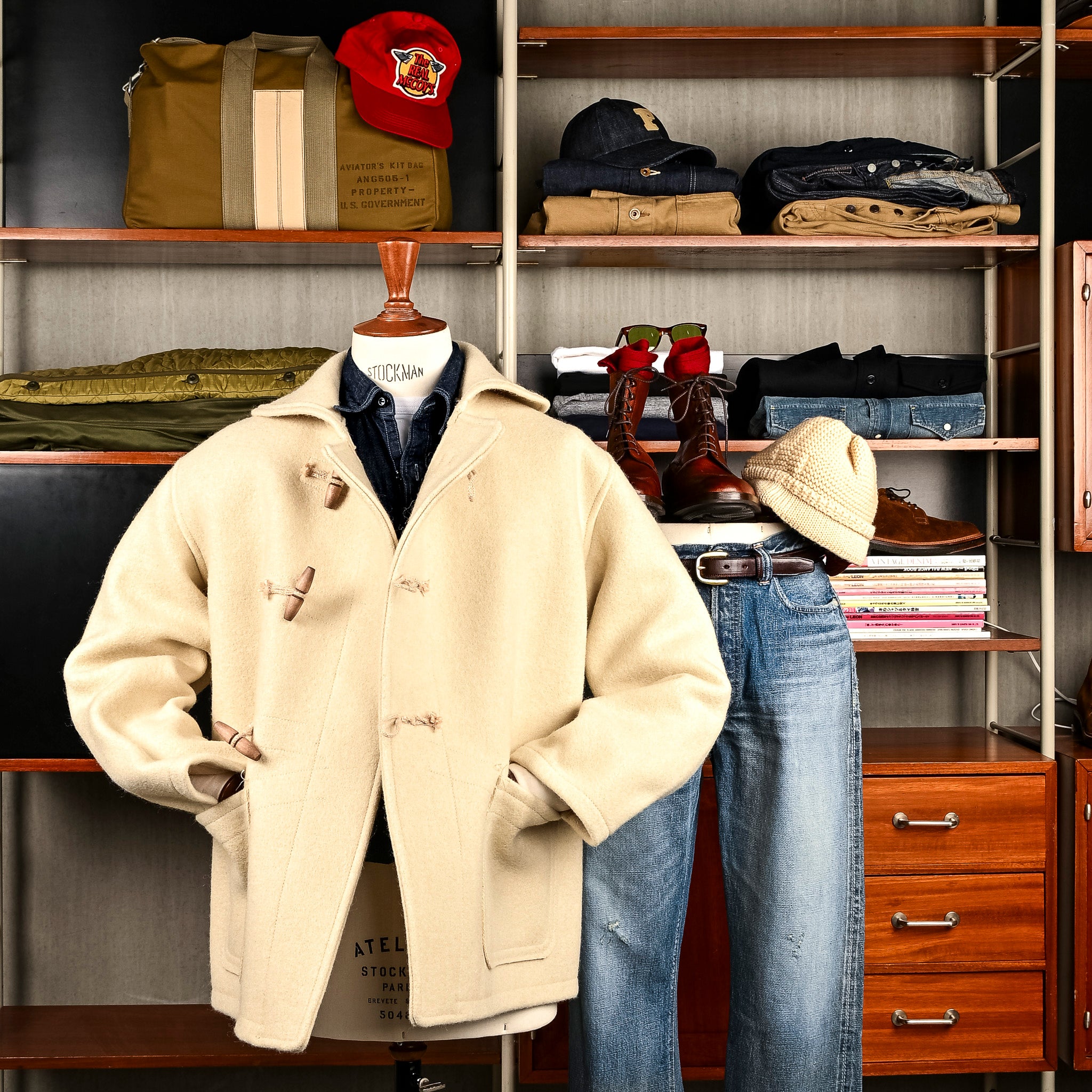 The Real McCoy's WWII British Fearnought Duffle Coat, ARP Ecru