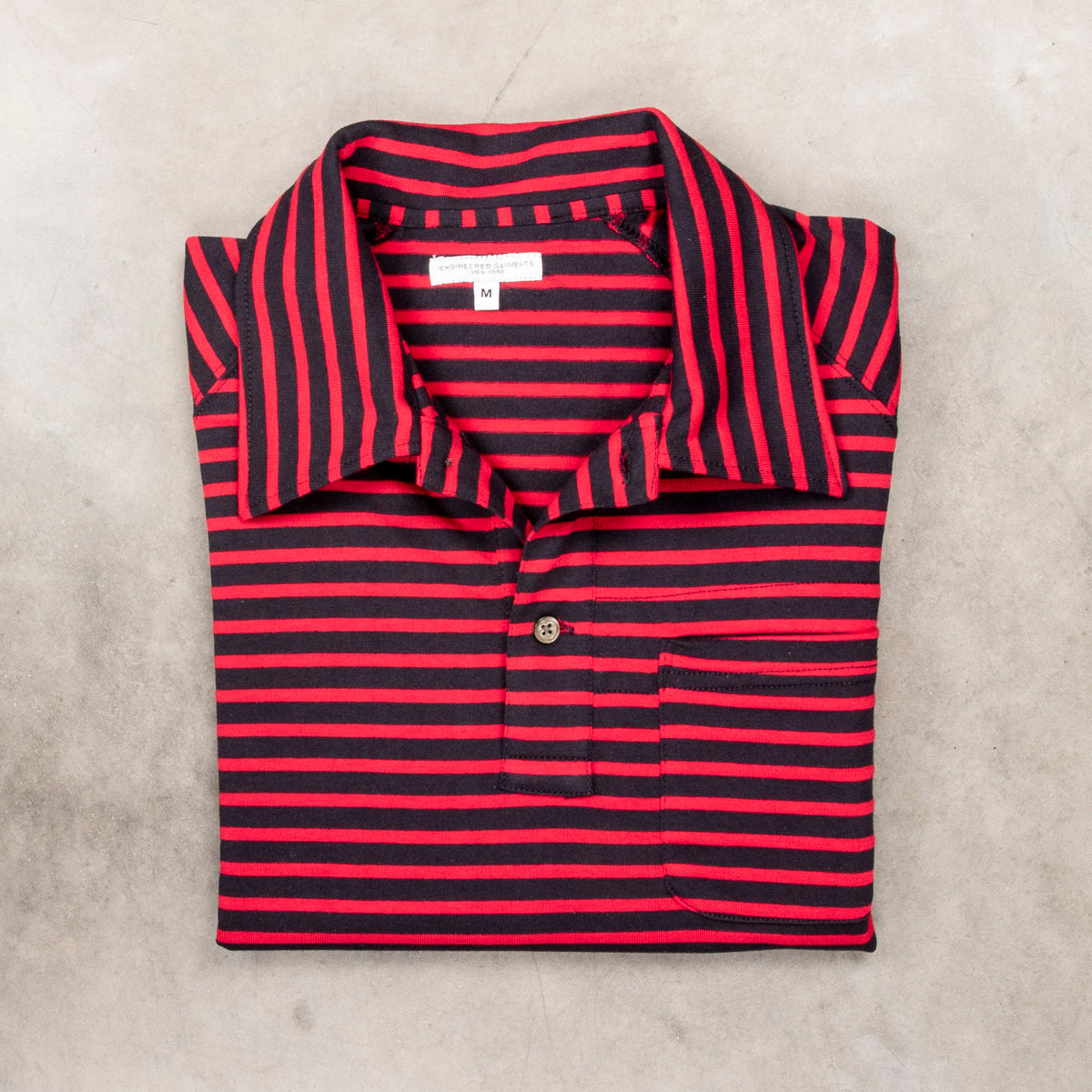 Engineered Garments Polo Red Navy PC Stripe Jersey – Frans Boone Store