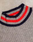 The Elder Statesman for Frans Boone 100% cashmere Odyssey Ribbed Turtleneck Grey Red Navy
