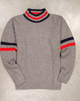 The Elder Statesman for Frans Boone 100% cashmere Odyssey Ribbed Turtleneck Grey Red Navy