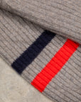 The Elder Statesman for Frans Boone 100% cashmere Odyssey Ribbed Turtleneck Grey Red Navy