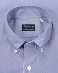 Finamore Gaeta Shirt Lucio Collar Navy Stripe Poplin