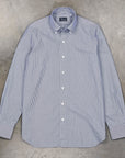 Finamore Gaeta Shirt Lucio Collar Navy Stripe Poplin