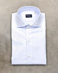 Finamore 'Traveller' Shirt Milano Fit Collar Eduardo Blue Alumo twill