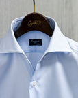 Finamore 'Traveller' Shirt Milano Fit Collar Eduardo Blue Alumo twill