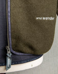 And Wander Wool Fleece Cardigan Khaki