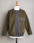 And Wander Wool Fleece Cardigan Khaki