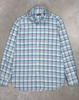 Finamore Gaeta Fit Collo Sergio Flannel Green Plaid