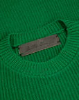 The Elder Statesman 100% cashmere medium ribbed crew Kelly Green