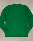 The Elder Statesman 100% cashmere medium ribbed crew Kelly Green