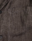 Orslow Simple Work Jacket Sumi Dyed Linen Charcoal