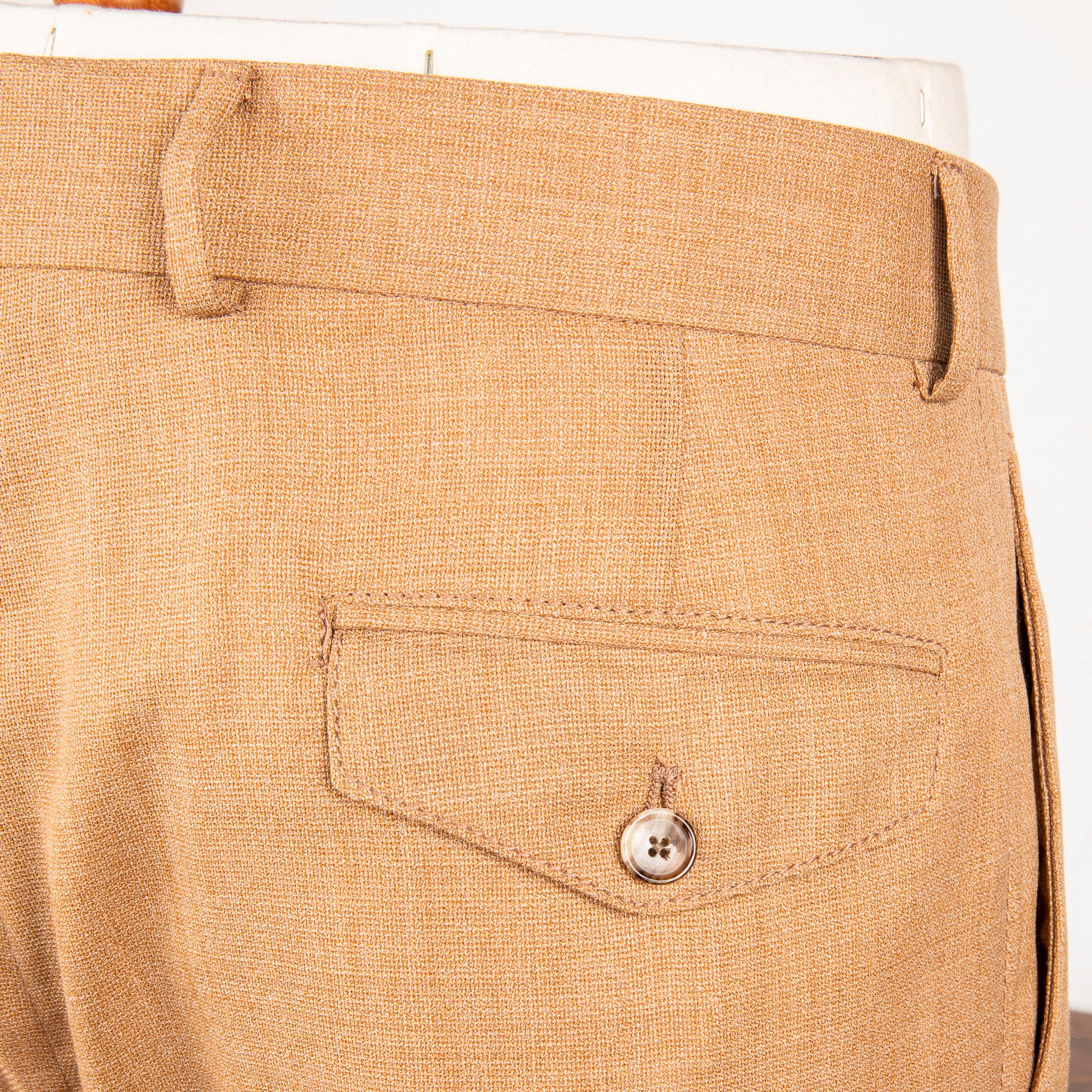 Caruso Pantaloni Super 130's Wool Hopsack Beige