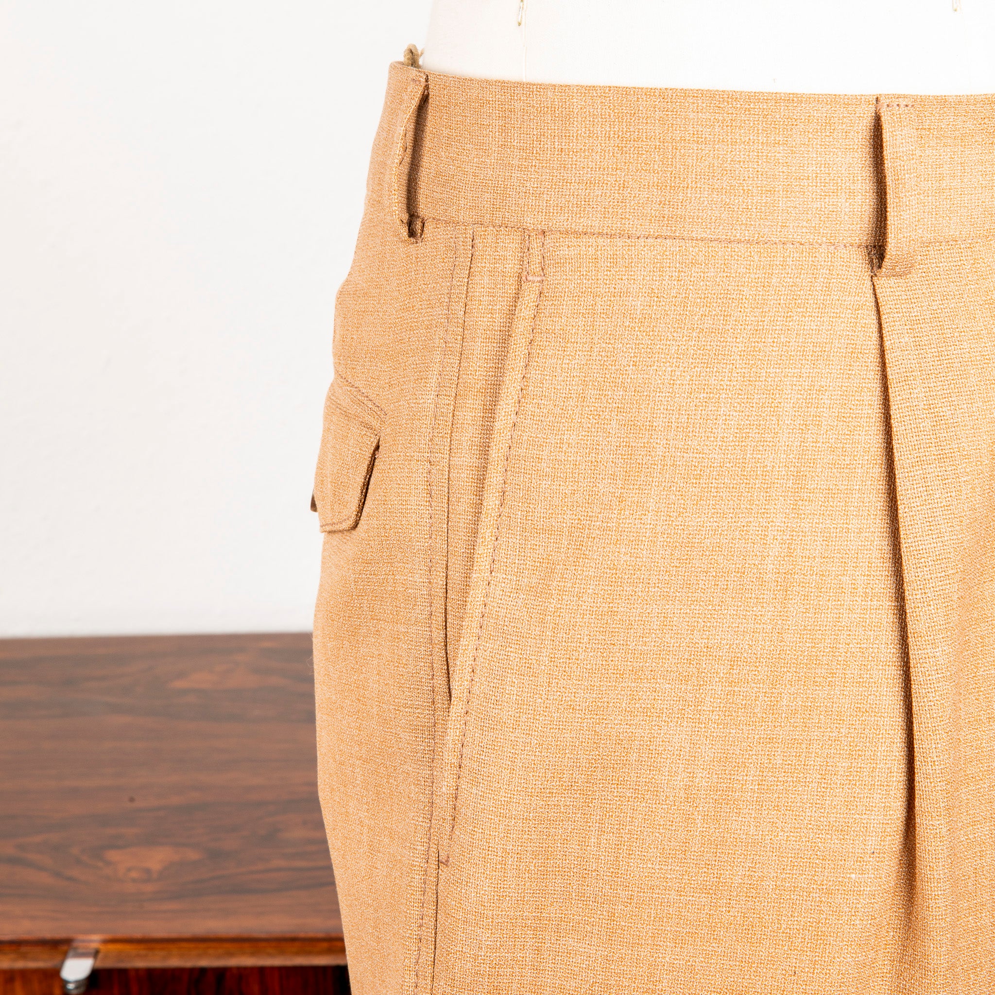 Caruso Pantaloni Super 130's Wool Hopsack Beige