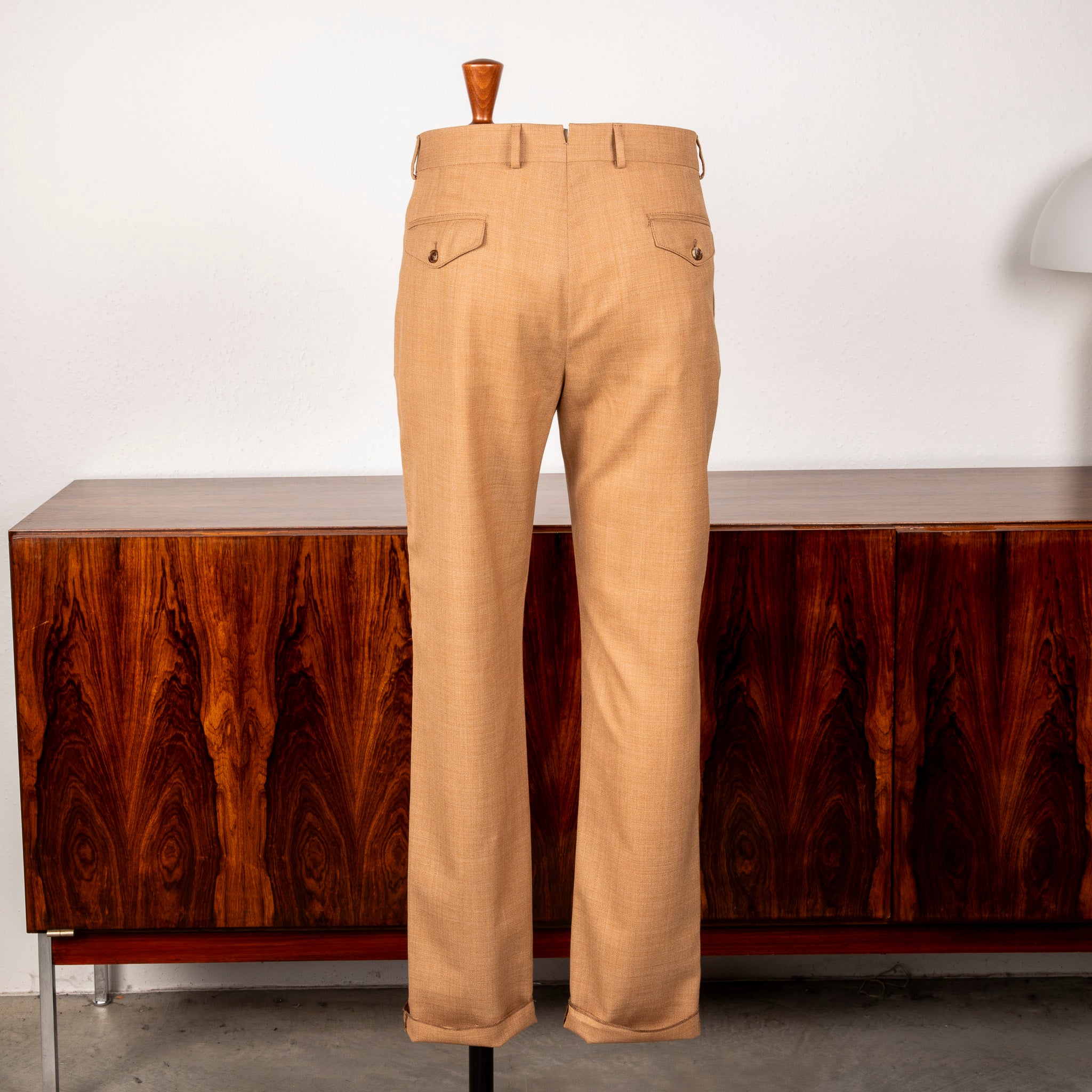Caruso Pantaloni Super 130's Wool Hopsack Beige
