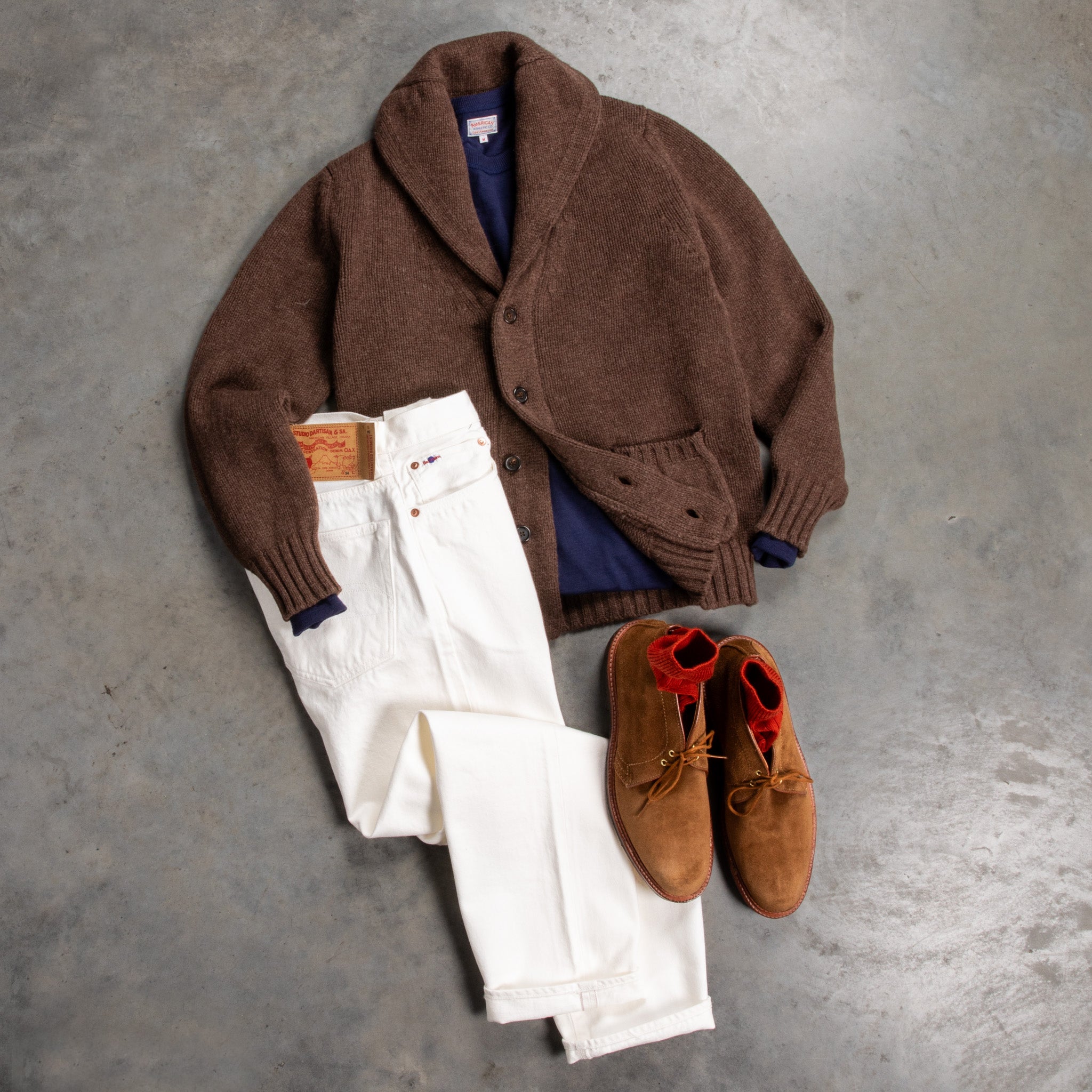 William Lockie x Frans Boone Alain Shawl Cardigan Lambswool Mocha