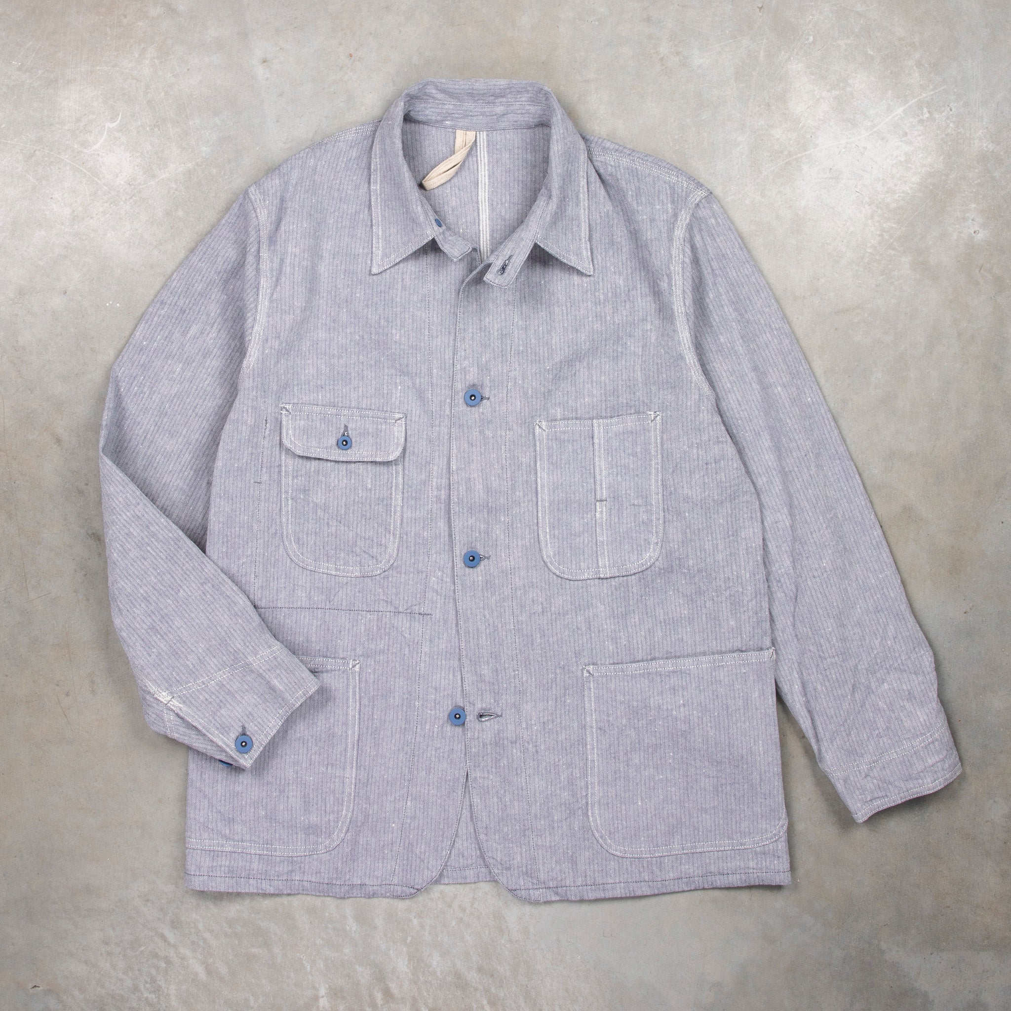 Cohérence Jackson Jacket Linen Cotton Chevron Blue – Frans Boone Store