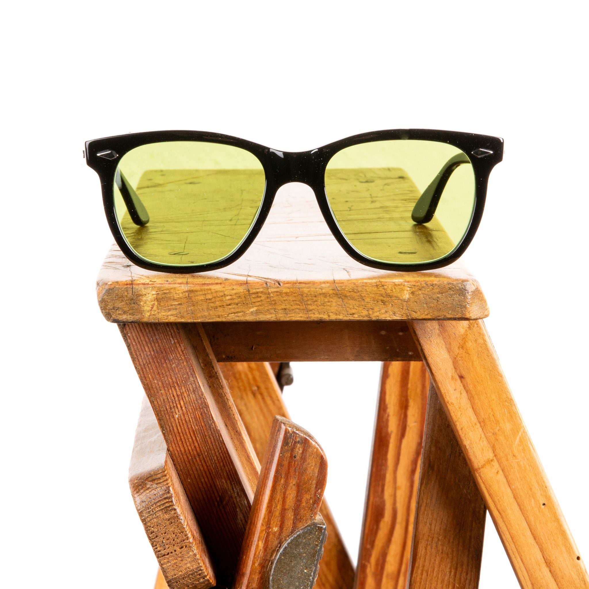 The Real McCoy's Geyser Black Frame Sunglasses Green