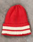 The Real McCoy's Striped Cotton Knit Cap Red