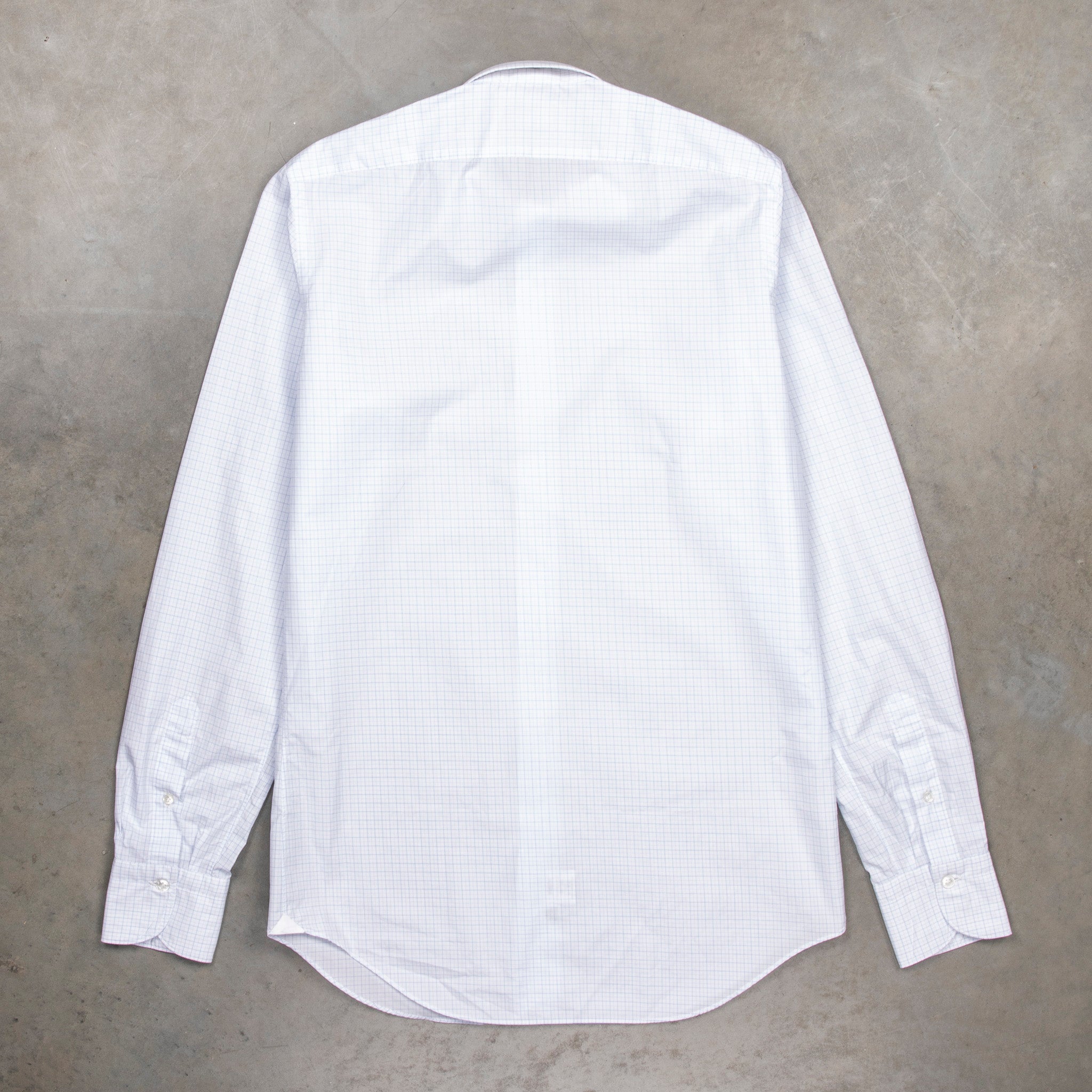 Finamore Milano Collo Luigi 170's Poplin Shirt Quadretti Cielo