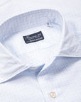 Finamore Napoli Collo Luigi 170's Poplin Shirt Quadretti Cielo