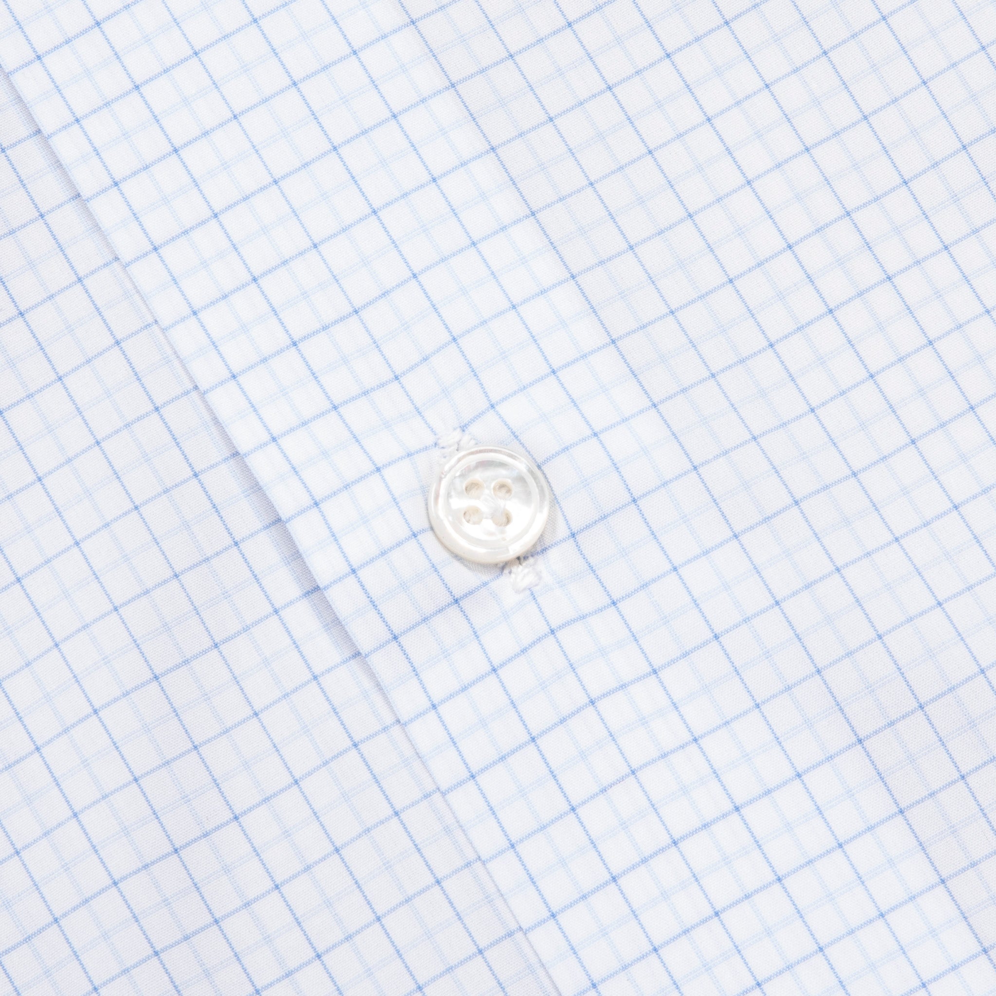 Finamore Milano Collo Luigi 170's Poplin Shirt Quadretti Cielo