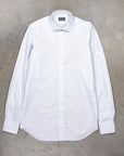 Finamore Milano Collo Luigi 170's Poplin Shirt Quadretti Cielo