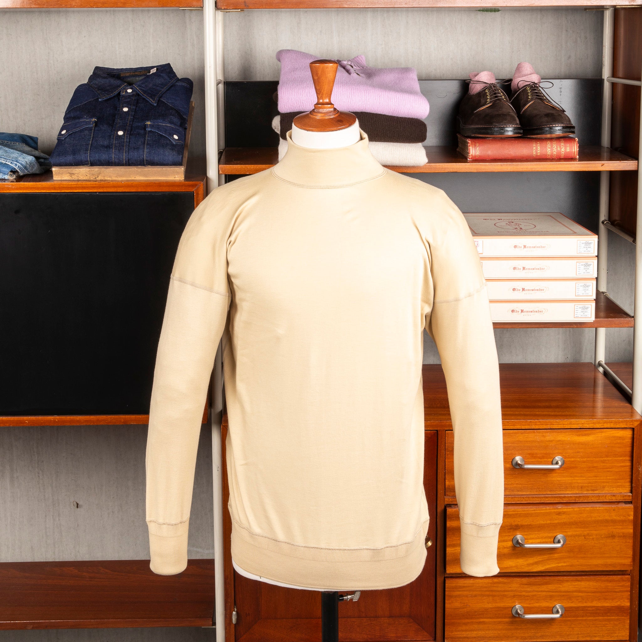 Olde Homesteader Interlock Mil Mock Neck Champagne – Frans Boone Store
