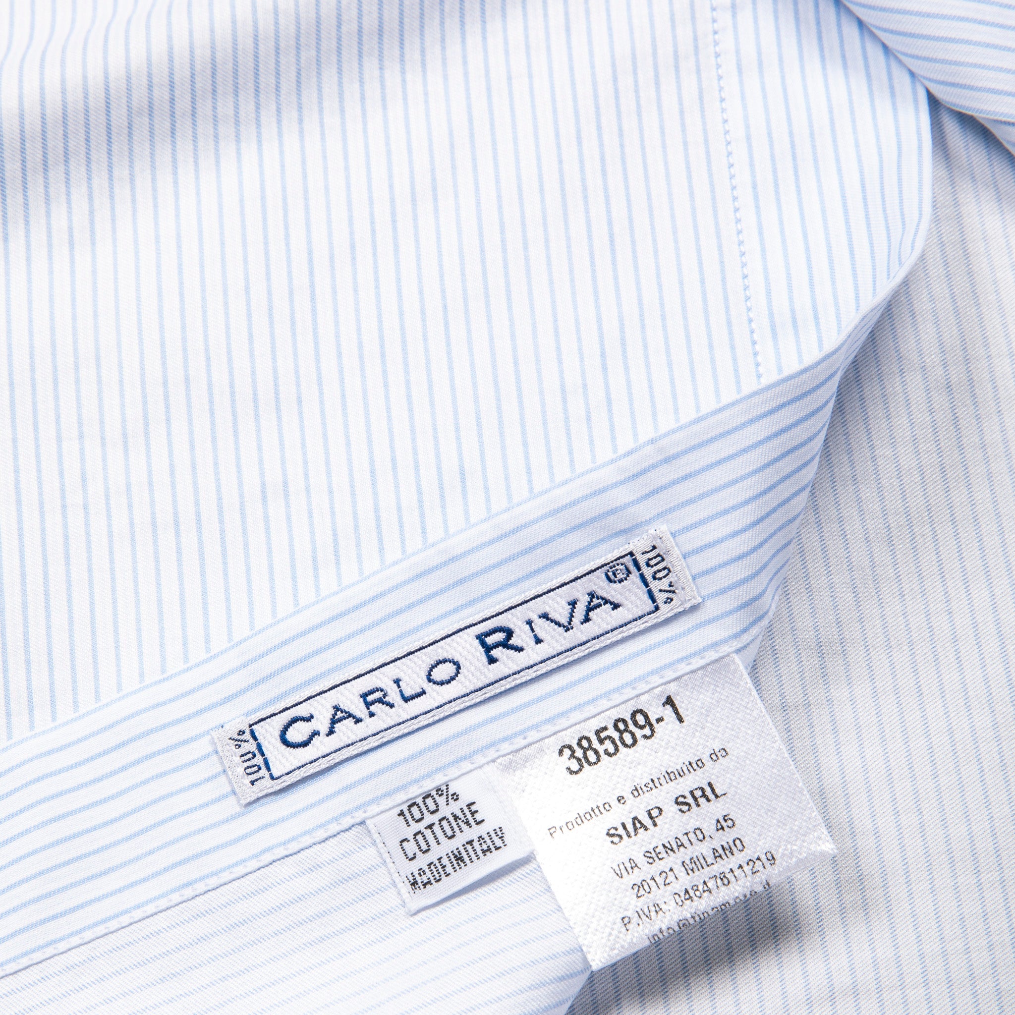 Finamore Napoli Collo Luigi Carlo Riva 180's Twill Shirt Rigati Cielo