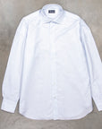 Finamore Napoli Collo Luigi Carlo Riva 180's Twill Shirt Rigati Cielo