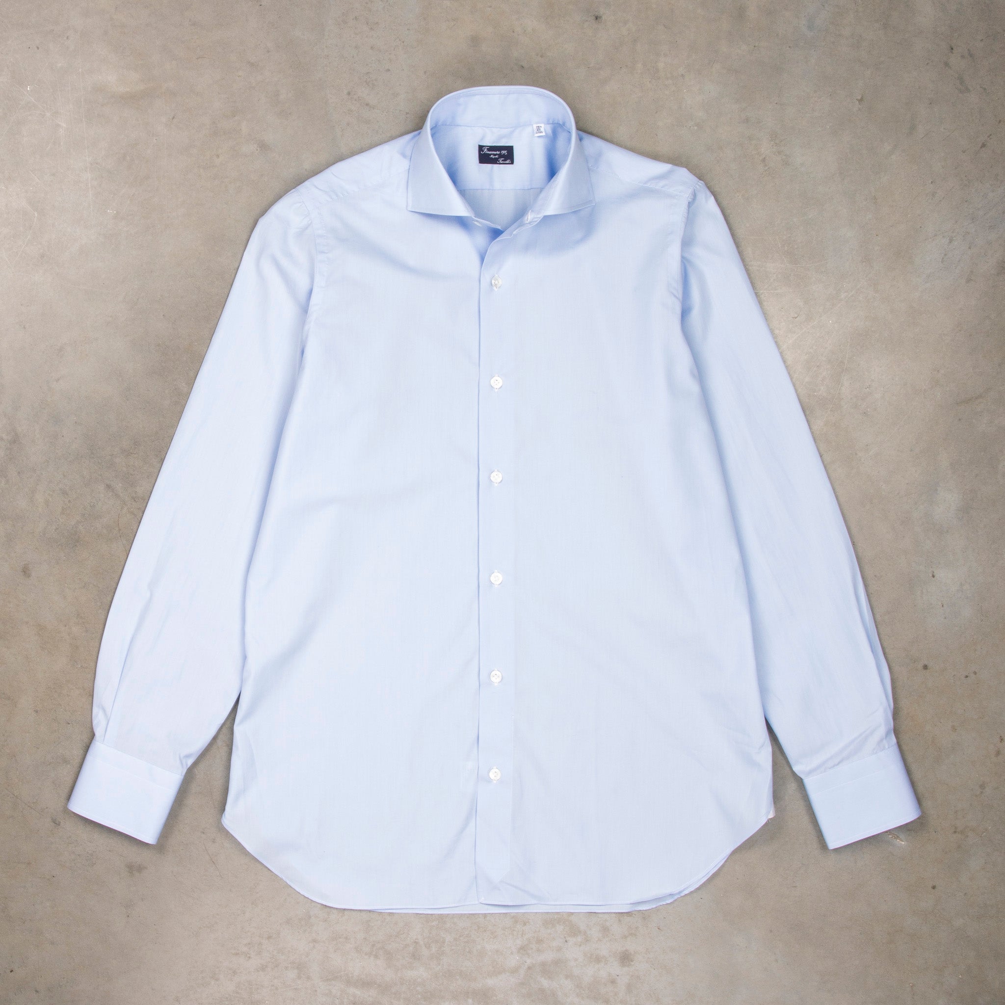 Finamore 'Traveller' Shirt Napoli Fit Collar Eduardo Blue Alumo