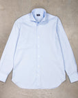 Finamore 'Traveller' Shirt Napoli Fit Collar Eduardo Blue Alumo Poplin